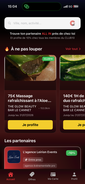 Aperçu de l'application ALL IN Connect